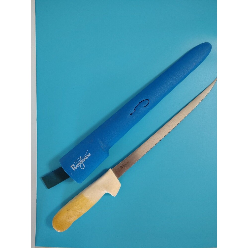 RENEGADE FILLET KNIFE WITH Hard Blue SHEATH 10" FIXED BLADE🔪 Serrated Blade